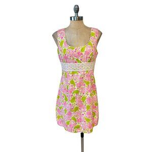 LILLY PULITZER Black Jack Cat/ Tiger Print Dress Pink Sheath Dress 6 8